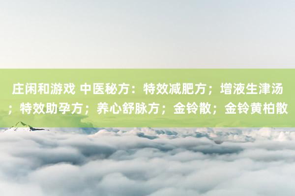 莊閑和游戲 中醫(yī)秘方：特效減肥方；增液生津湯；特效助孕方；養(yǎng)心舒脈方；金鈴散；金鈴黃柏散