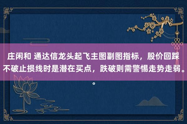 莊閑和 通達信龍頭起飛主圖副圖指標，股價回踩不破止損線時是潛在買點，跌破則需警惕走勢走弱。