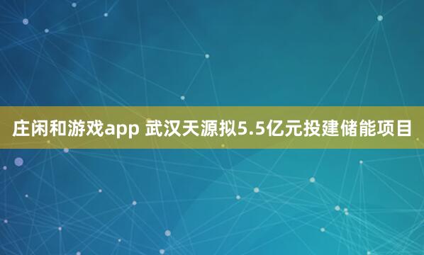 莊閑和游戲app 武漢天源擬5.5億元投建儲能項(xiàng)目