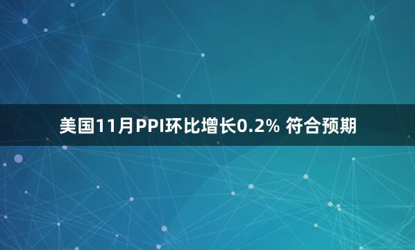 美國11月PPI環(huán)比增長0.2% 符合預(yù)期
