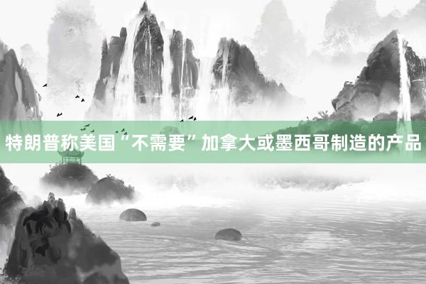 特朗普稱美國(guó)“不需要”加拿大或墨西哥制造的產(chǎn)品