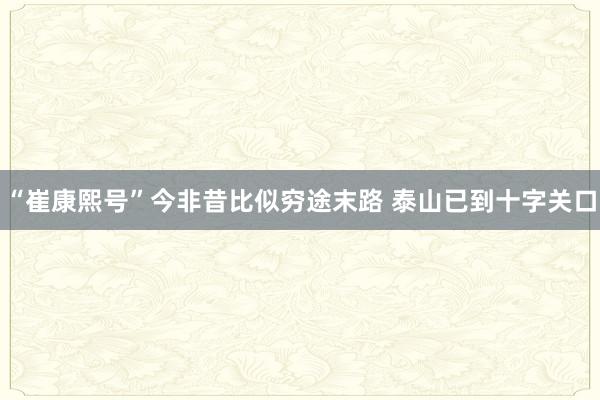 “崔康熙號”今非昔比似窮途末路 泰山已到十字關(guān)口