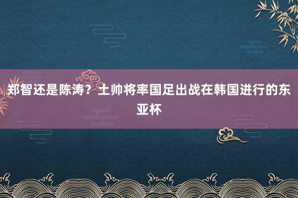 鄭智還是陳濤?土帥將率國(guó)足出戰(zhàn)在韓國(guó)進(jìn)行的東亞杯