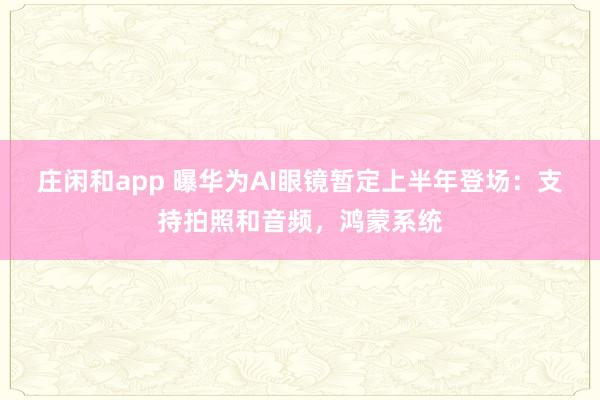 莊閑和app 曝華為AI眼鏡暫定上半年登場：支持拍照和音頻，鴻蒙系統