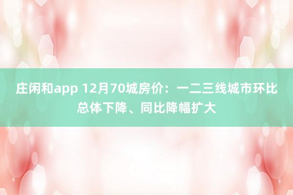 莊閑和app 12月70城房?jī)r(jià):一二三線城市環(huán)比總體下降、同比降幅擴(kuò)大